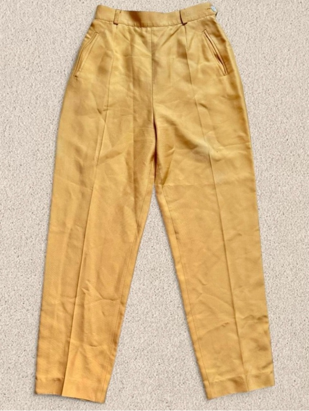 Vintage Hermès Paris pants 2 high waisted tapered pleated yellow line 25x27 XS